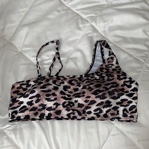 leopard print one shoulder bikini top